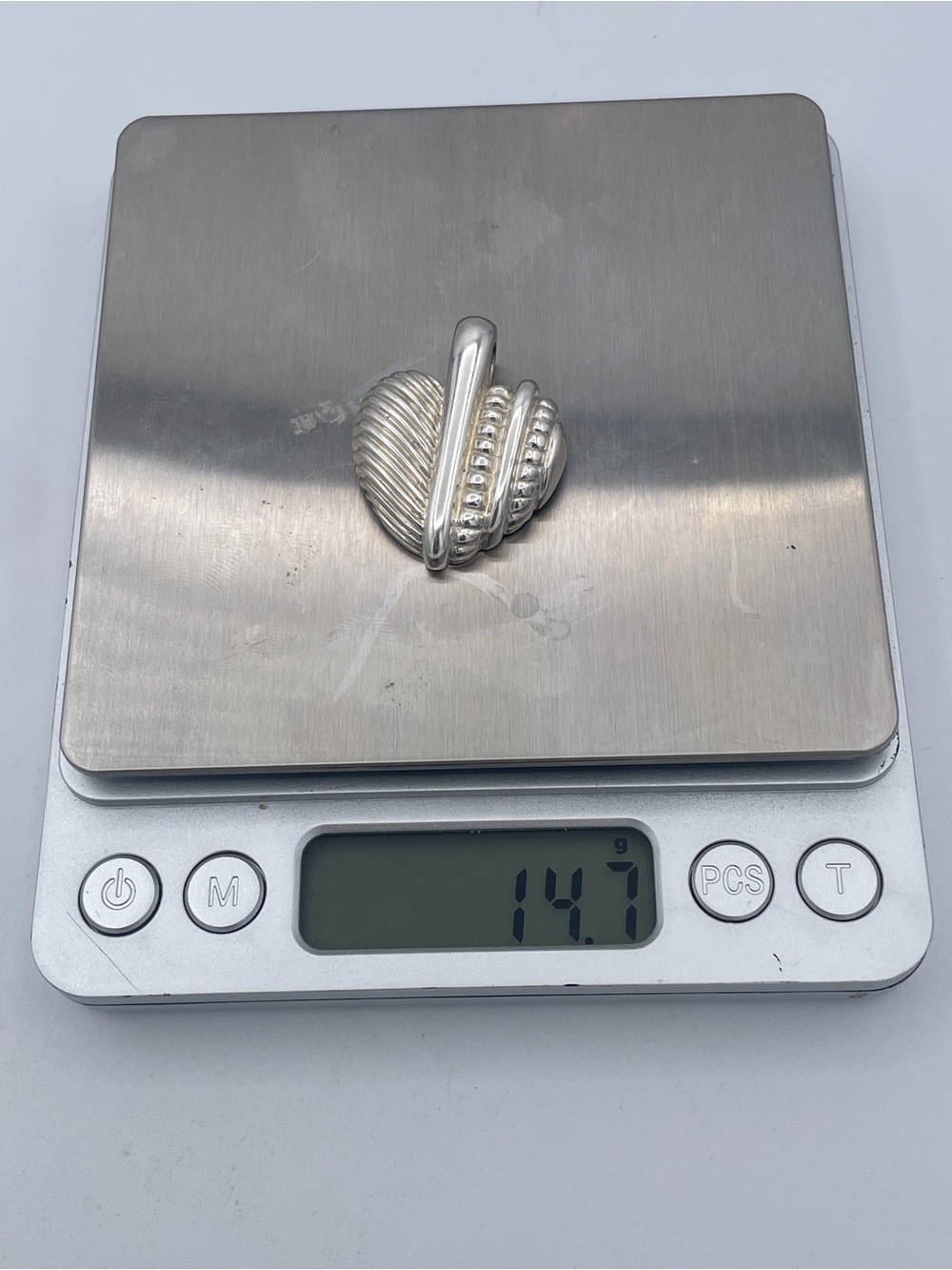 Judith Ripka Sterling Silver 925 Textured Heart Leaf Enhancer Pendant Thailand - Picture 8 of 9